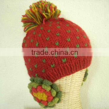 Woolen flower cap