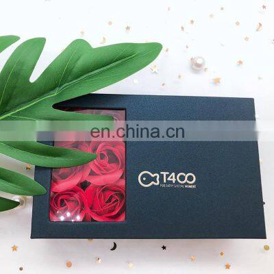 Wholesale luxury flower roses gift packaging basket boxes with clear window