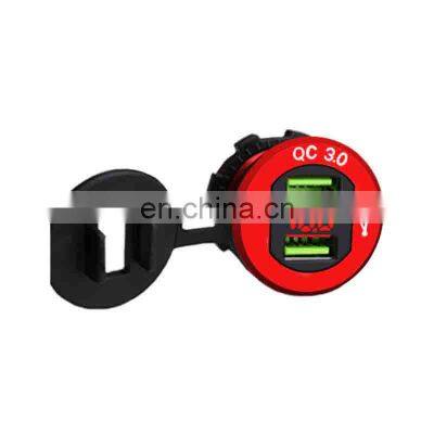 Car Charger Metal Modified Car USB Dual Port QC3.0 Fast Charge Mobile Phone Smart Charger With Voltage