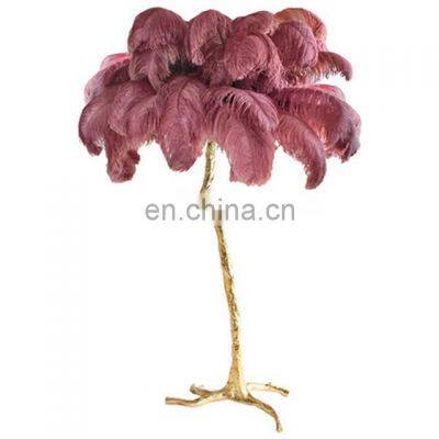 Luxury Antique Corner Decorative Ostrich Feathers LED Standing Floor Lamps