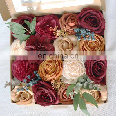Gradient Color Flower Leaf With Stems Artificial Flowers Combo Box Set for DIY Wedding Bouquets Centerpieces Baby Shower Party photo-2
