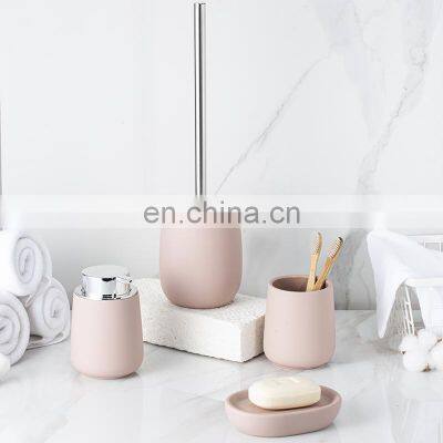 Luxury Family Creative Bathroom Accessories Set Polyresin Soap Dispenser Toothbrush Holder Tumbler Soap Dish Toieltbrush Holder photo-5