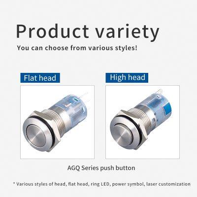 Ip67 16mm Flat Head 250v 1no1nc Push Button Switch Reset photo-2