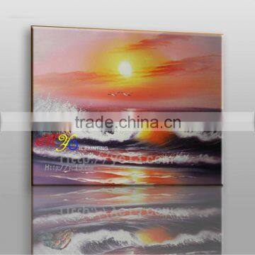 orange seascape oil painting on canvas new handmade JH-397