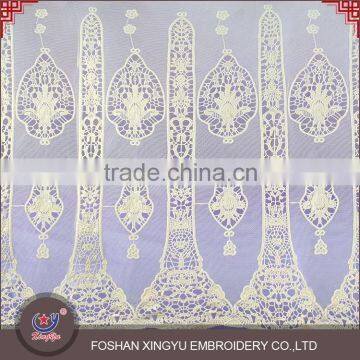 New Style Low Cost Plain White Net Embroidery Fabric Design 100% Cotton Mesh Fabric photo-5