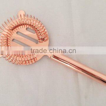 Stainless steel cocktail strainer with hollow handle with copper plated color