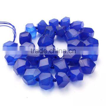 MJ3176 Fashion Middle Drilled Lapis Blue Faceted Nugget Beads,Royal Blue Faceted Stone Nugget Beads