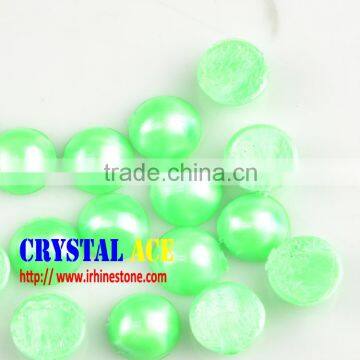 wholesale 7mm green color faux pearl, Loose acrylic pearls hot fix technics for clothing