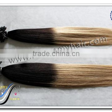 Wholesale top quality ombre hair extension 100% human hair double drawn hair extensions u tip