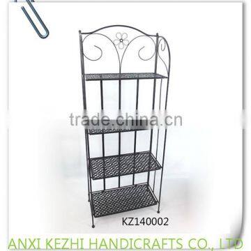 KZ140008 4 Tiers Wrought Iron Indoor Home Supermarket Shelf Metal Vegetable Rack photo-3