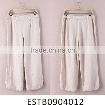 Ladies linen beige loose style lounge pants