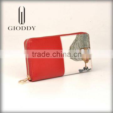 Beautiful design red and white custom high quality leather lady handbag