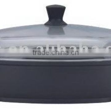 24cm die cast aluminium Square Pan with cast glass lid