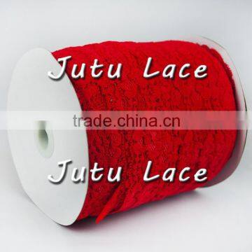 Lace Elastic 1" Red Stretch Lace Elastic by the Yard Wide Lace Elastic Trim - Baby Headband Lace Elastic photo-3
