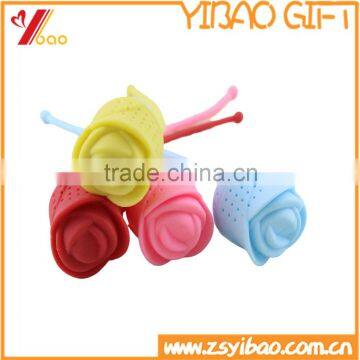 Wholesale FDA food grade rose shape silicone rubber tea infuser