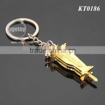 3D Mini Pile Hammer Shaped Three-dimensional Drop Hammer Gold Color Alloy Metal Pile Driver Keyring photo-2