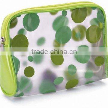 High quality clear pvc with bubble printing cosmetic bag