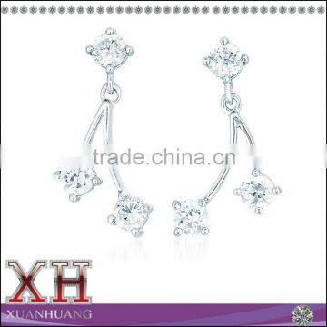 Sterling Silver Clear Dangling Cubic Zirconia Strands Earrings