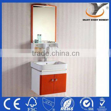 Hanging PVC pure lacquer bathroom cabinet with mirror lamp