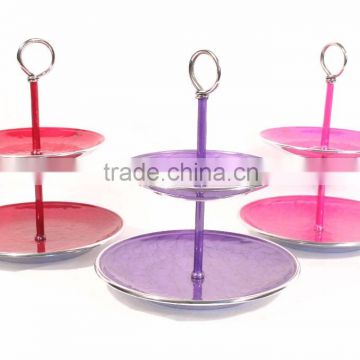 Wedding Cake Stand,Two Tiers ColorFull Cake Holder, Metal cake stand