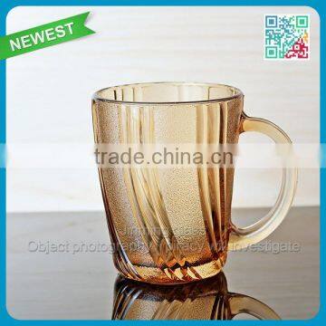 High quality unique shape machine pressed glass with handle