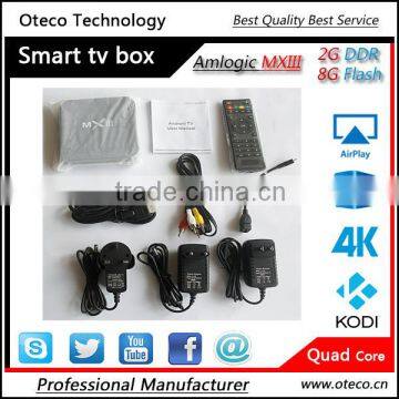 MXIII XBMC TV Box 2G/8G Amlogic S802 Quad Core 4 Cortx A9 Android 4.4 Dual Wifi 2.4G 5G Bluetooth 4K HD Android tv box MXIII