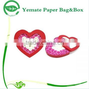 Professional Box Factory! High quality Valentine's Day print heart shaped cardboard box for flower, red paper box with clear lid