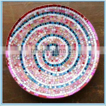 Dia 25cm Decorative Colorful Mosaic Glass Fruit Plate