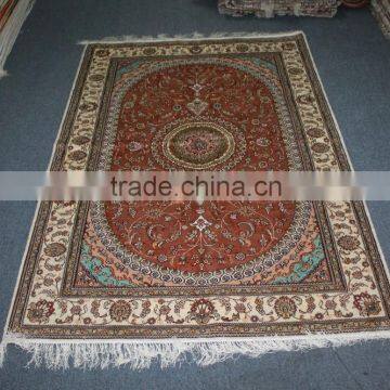 Belgium classic crimson carpets hand knotted pure silk rug