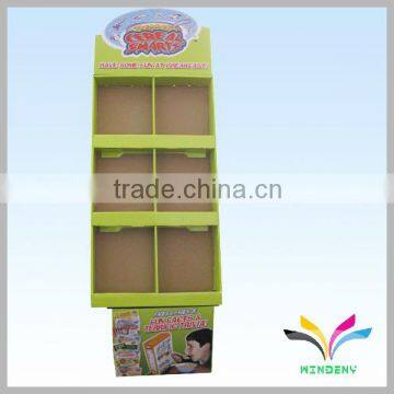 China Manufacturer cheap good quality storage rack green printing fancy movable portable paperboard brochure holder floor stand