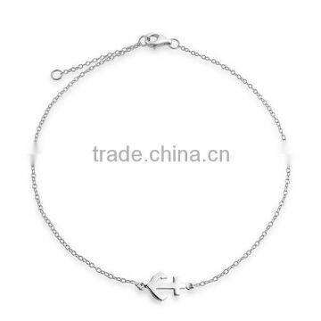 Adjustable Nautical Anchor Sterling Silver Design Anklet