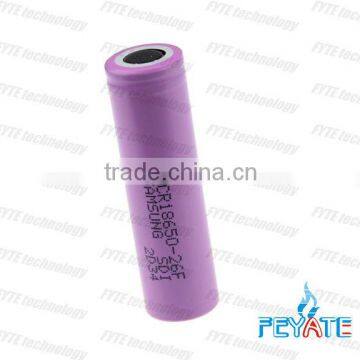 High quality samsung ICR18650-26F 2600mah 3.7v Cylinder lithium-ion rapid rechargeable battery cell