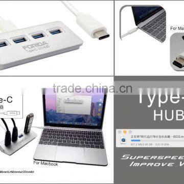Forida MAC Style Type C Hub Aluminium Hub USB3.0 Hub With LED Light