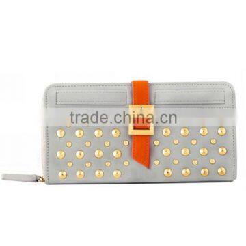 Double layer old fashion lady Wallet PU with gold buckle and rivet WA6012