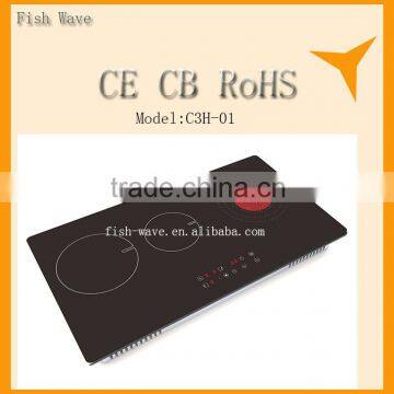 2015 new crystal plate 3 zones black plate Home Induction Cooker, Commercial induction soup cooker and infrared cooker