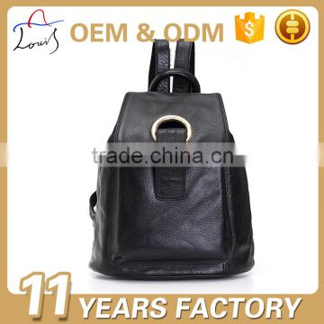 hot sale black leather korea day backpack for women