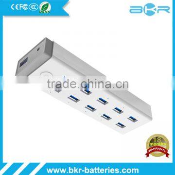 New USB 3.0 Hi-Speed 10 Port Multi Hub Expansion Splitter For PC Laptop Notebook