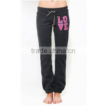 Women drawstring sweatpant with custom embroidery patch