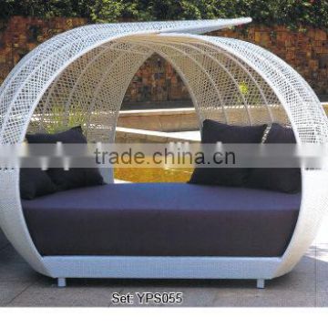 00 rattan outdoor furniture graceful sunbed furniture canopy garden sofa bed YPS055