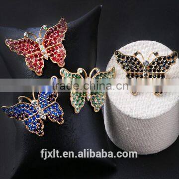 Brass cooper butterfly rhinestone brooch