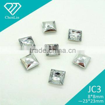 JC3 square 8*8 10*10mm mirror faceted point back acrylic jewels rhinestones DIY fashion decoration, craft fitting garment bags