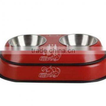 Pet Bowl Dog Food Water Dish Double Stainless Steel Feeder Dinner Bowl photo-2