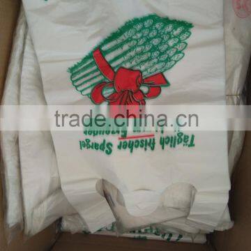 high quality white T-shirt bags thickness 17mic,2 colors printed one side