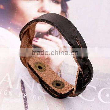 Unisex Mens Punk Wide Genuine Leather Belt Bracelet Bangle Cuff Wristband Gothic