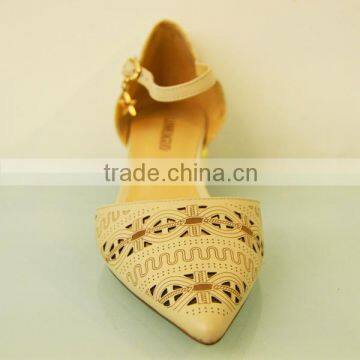 New Model Light Color Soft Girls Flat Sandals Strip Pointed Toe Brogue Dress Shoes photo-5