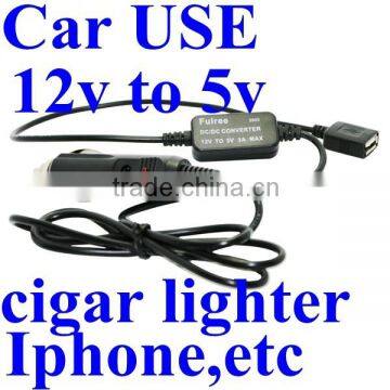 Cigaratte Lighter Power Adapter with USB interface DC DC Converter 8-22v 12v to 5V 1A 2A 2.5A 3Amax for car use