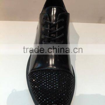 glitter shoes with leather casual tie shoes for women