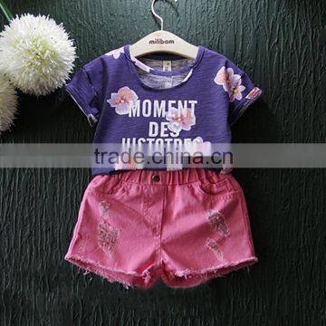 Korean Special Design Flowers Printing Breathable Girl OEM T-shirt for Children