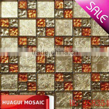 Luxury concavo convex mix gold foil mosaic HG-JS8354