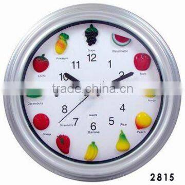 Plastic Fruit Fancy Clock for Home Decoration